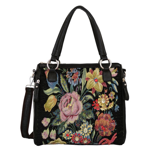 Mellow World Flower Shop Handbeaded Vintage Floral Tapestry Travel