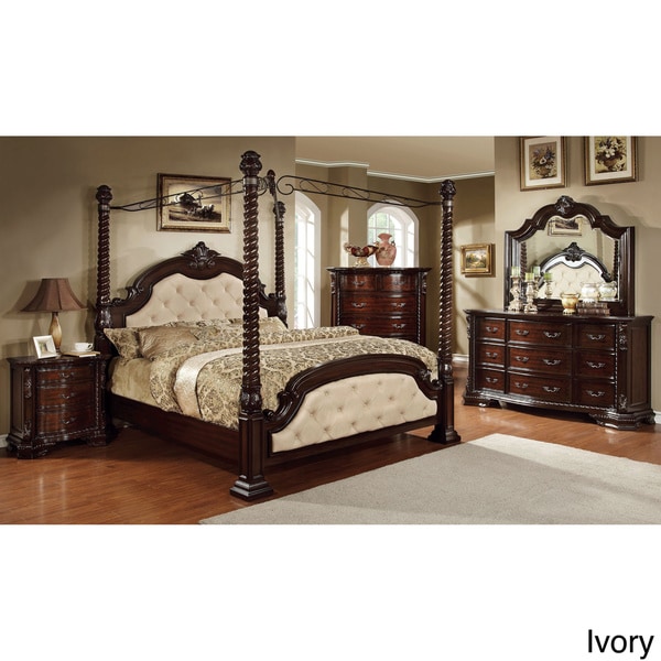 Furniture of America Kassania Luxury 4-piece Poster Canopy Bedroom Set