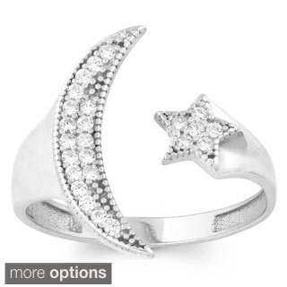 La Preciosa Sterling Silver Moon and Stars Adjustable Ring (Fits Ring Size 6 through 9)-Image