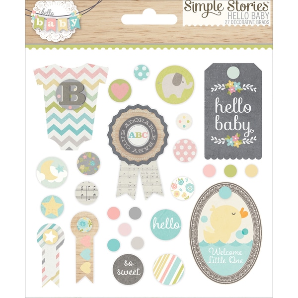 Hello Baby Decorative Brads