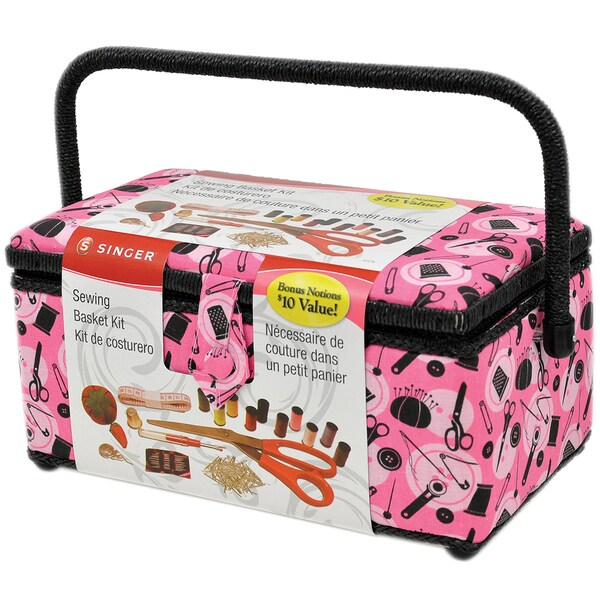 Sewing Basket-11.5"X6"X6.5" Pink Notions