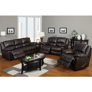 Great Prices Reims Dark Brown Bonded Leather 3-piece Reclining Living Room Set