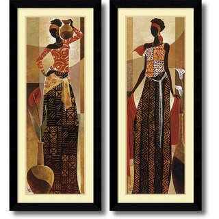 Find Shop Keith Mallett 'Bahiya and Malaika- set of 2' Framed Art Print 19 x 43-inch Each