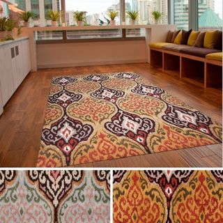 See Reviews Hand-Tufted Aaron Ikat Neww Zealand Wool Area Rug (8' x 11')