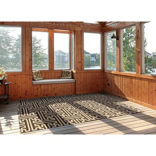 Best Shopping Hand-Hooked Gwyneth Contemporary Geometric Indoor/Outdoor Area Rug (9' x 12')