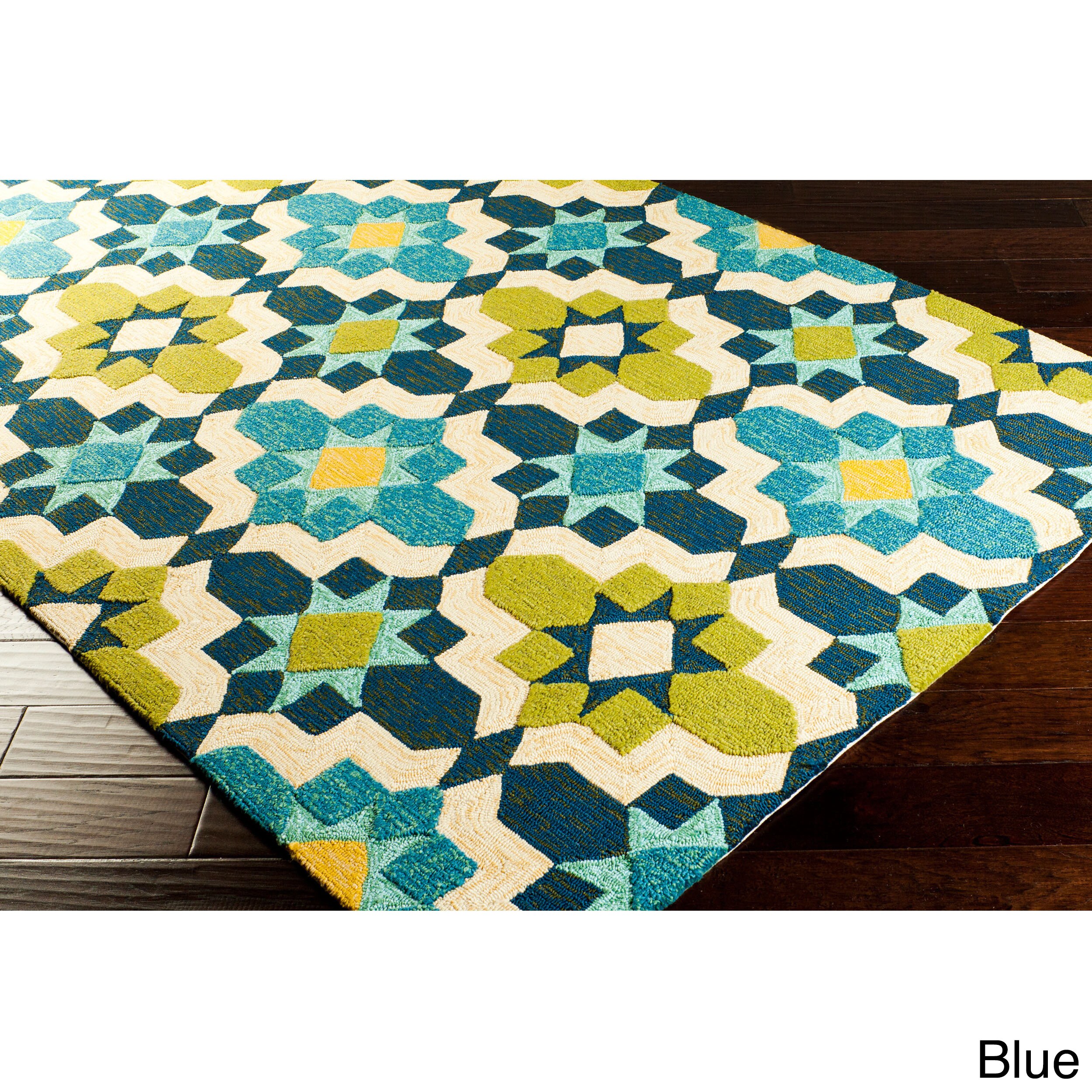 Hand Hooked Alexis Contemporary Geometric Indoor Outdoor Area Rug
