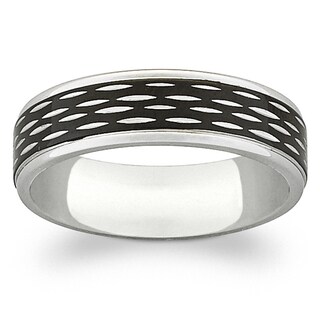 Titanium Two-tone Textured Engraved Band-Image