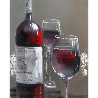 (_ _ ) Yosemite Home Decor 'Wine and Two Glasses' Cotton Canvas