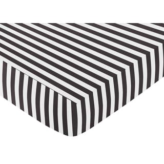 Sweet Jojo Designs Black and White Stripe Fitted Crib Sheet-Image