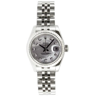 Pre-owned Rolex Women's Datejust Stainless Steel Jubilee Mother Of Pearl Diamond Dial Watch