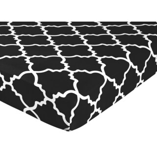 Sweet Jojo Designs Black and White Trellis Fitted Crib Sheet-Image