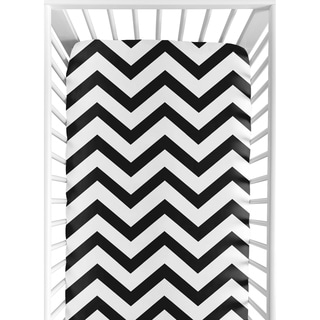 Sweet Jojo Designs Black and White Chevron Fitted Crib Sheet-Image