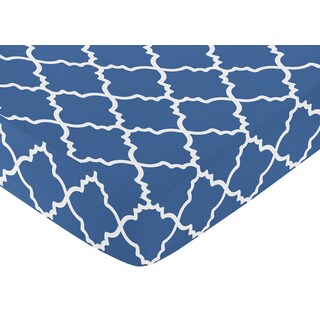 Sweet Jojo Designs Blue Trellis Fitted Crib Sheet-Image