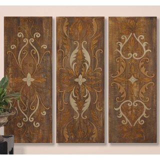 Low Price Grace Feyock 'Elegant Swirl Panels' 3-piece Hardback Art Set