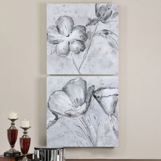 Compare Price Grace Design Co. 'Florals in Black and White' 2-piece Canvas Art Set