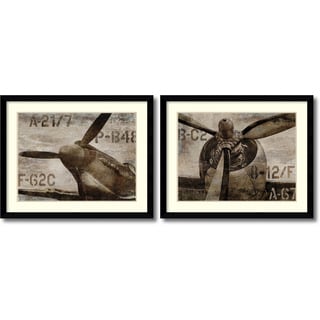 (>_<)  Dylan Matthews 'Vintage Airplane- set of 2' Framed Art Print 41 x 33-inch Each