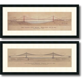 Compare Price Craig S. Holmes 'Golden Gate Bridge, Brooklyn Bridge- set of 2' Framed Art Print 40 x 17-inch Each
