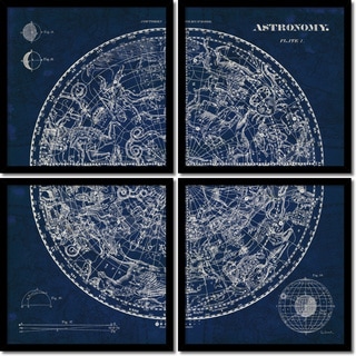 Hot Deal Susan Schlabach 'Celestial Blueprint Quad- set of 4' Framed Art Print 19 x 19-inch Each