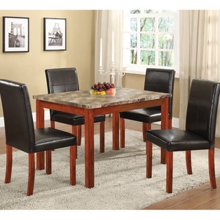 Faux Marble-top Walnut Dining Table