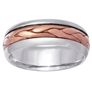 Handmade 14k Tri-color Gold Men's Comfort-fit Wedding Band-Image