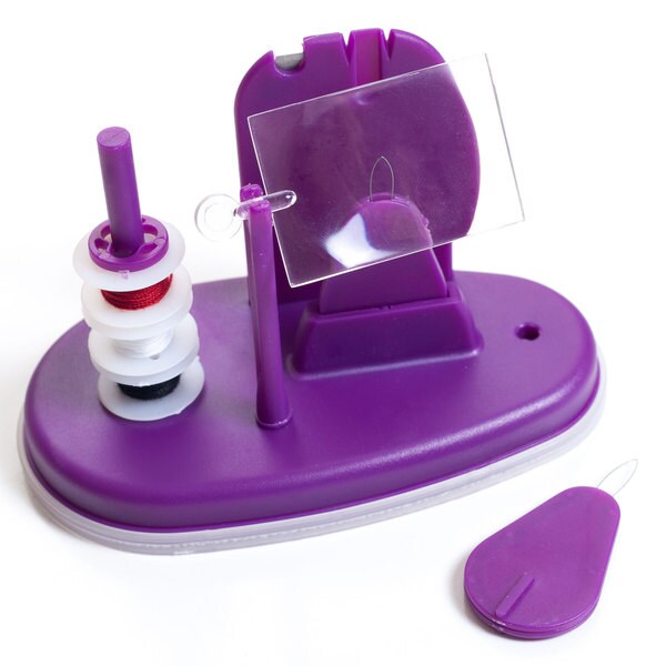 Needle Threader Kit with Base and Magnifying Glass