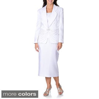 Giovanna Signature Women's Rhinestone Detail 3-piece Skirt Suit