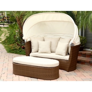 ABBYSON LIVING Palermo Outdoor Brown Wicker Cabana/ Canopy Set