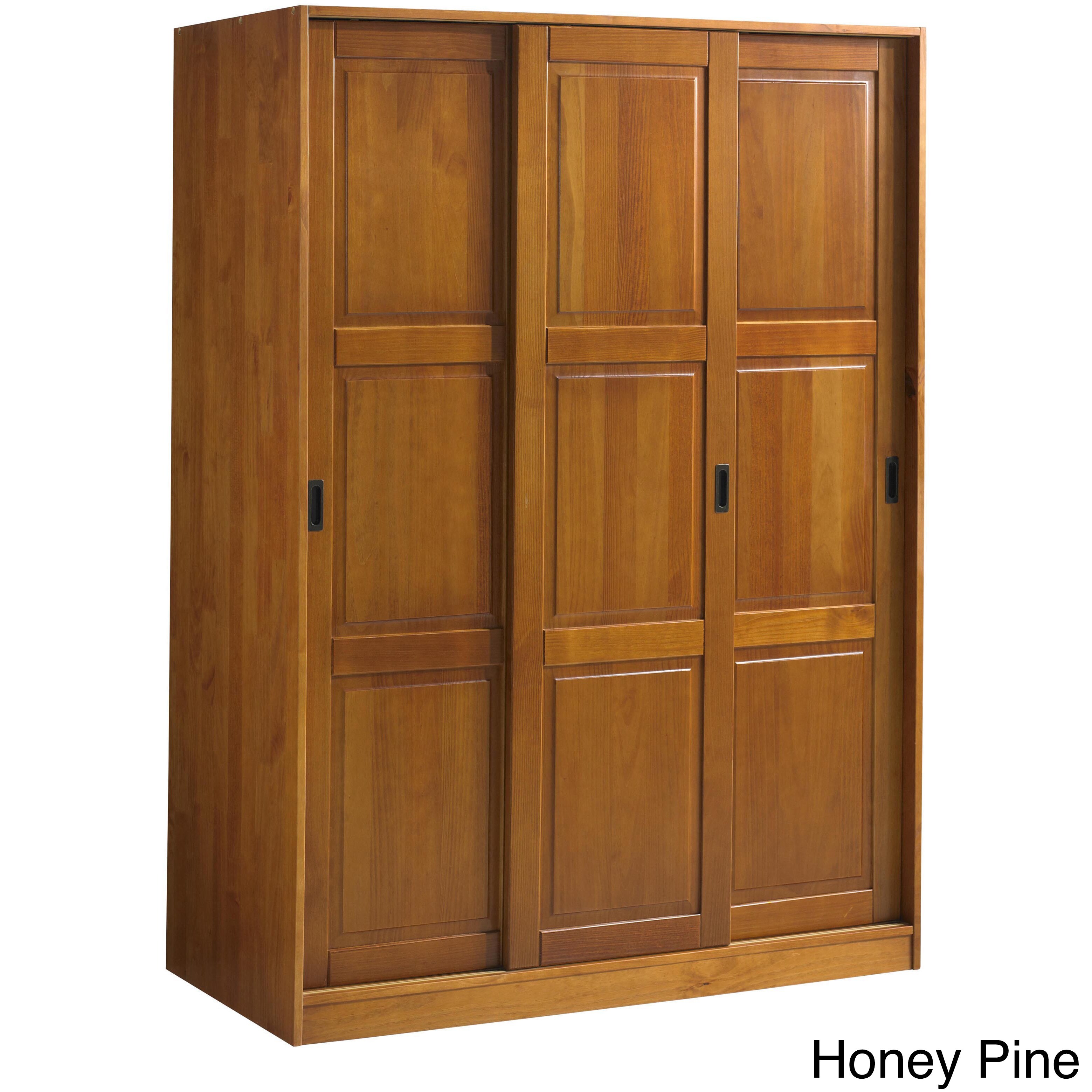 Customizable Solid Pine Three Sliding Door Wardrobe Overstock