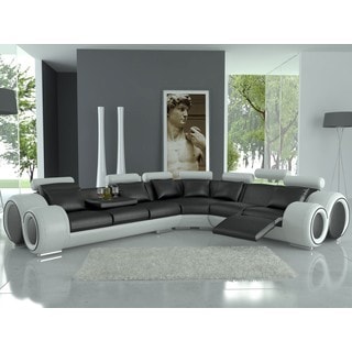 Big Save Franco Black and White Bonded Leather Sectional Sofa