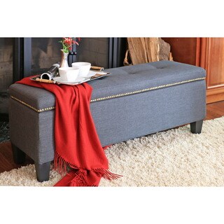 Special Prices Baxton Studio Solippa Upholstered Storage Linen Gray Ottoman