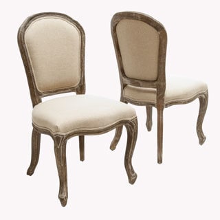 Low Price Maryland Fabric Weathered Wood Dining Chair (Set of 2)