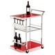 Red Glass and Chrome Wine Serving Cart with Stemware Rack