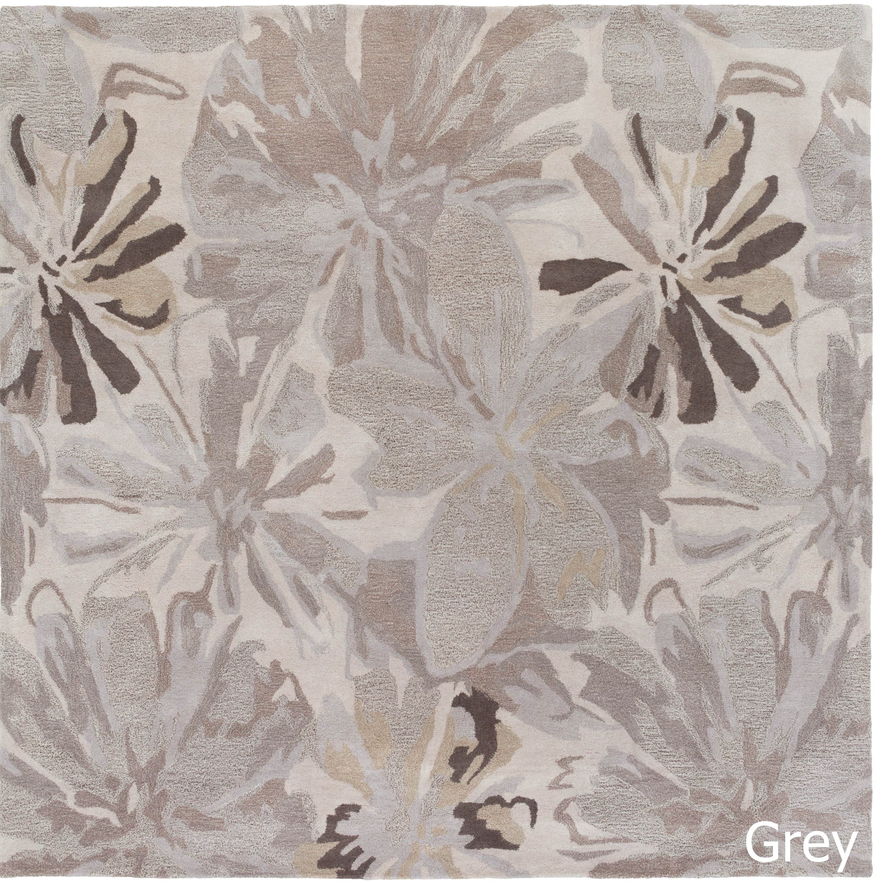 Handtufted Garden Floral Square Wool Area Rug ( X ) - Handtuftedgardenfloralsquarewoolarearug handtufted garden floral square wool area rug ( x ) - handtuftedgardenfloralsquarewoolarearug