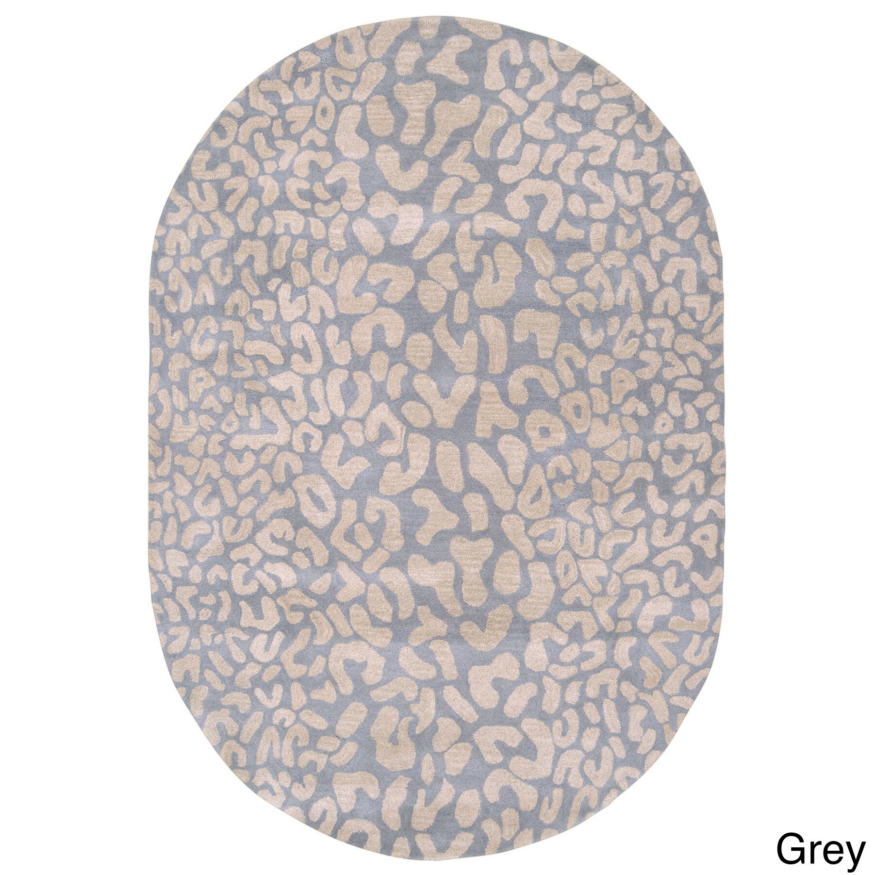 Hand tufted Jungle Animal Print Oval Wool Area Rug 6 x 9