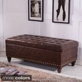 Luxury Comfort Collection Classic Tufted Storage Bench Ottoman with Nailhead Trim