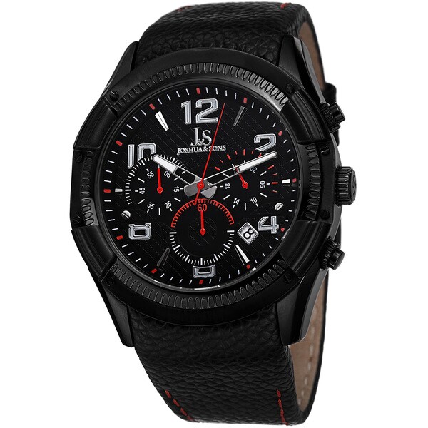 Joshua & Sons Men's Chronograph Genuine Leather Strap Watch