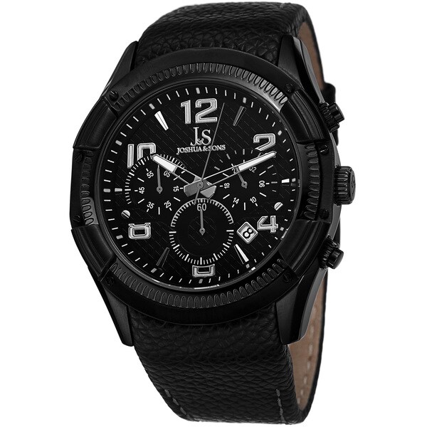Joshua & Sons Men's Chronograph Genuine Leather Strap Watch