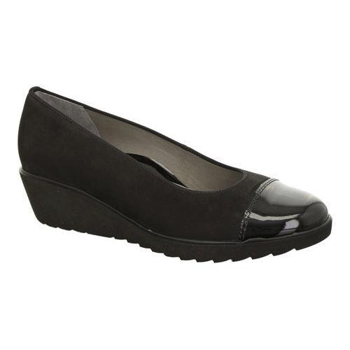Women's ara Mayhew 47863 Slip-On Black Nubuck/Patent Toe