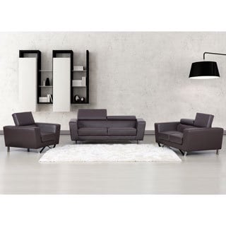 Edam Chocolate Contemporary Bonded Leather 3-piece Funiture Set