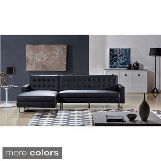 (^ ^)// Dorris Faux Leather Contemporary Left Chaise Sectional Sofa Set