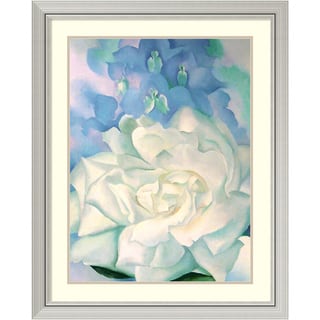 Low Price Georgia O'Keeffe 'White Rose with Larkspur No.2' Framed Art Print 29 x 36-inch