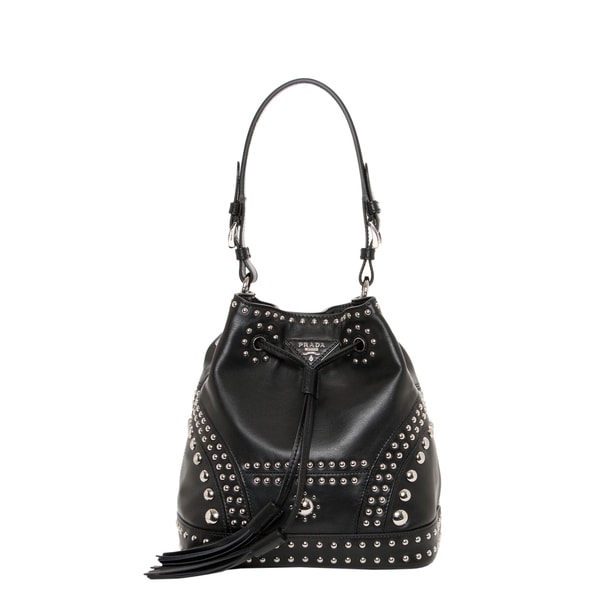 Prada Small Studded Soft Leather Bucket Bag - 16467827 - Overstock ...  