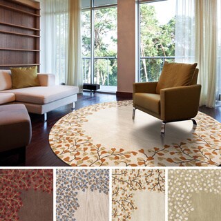 Low Price Hand-tufted Rome Floral Border Round Wool Area Rug (9'9 x 9'9)