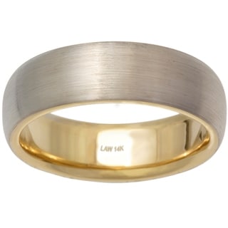 14k Two-tone Gold Men's Handmade Comfort-fit Wedding Band-Image