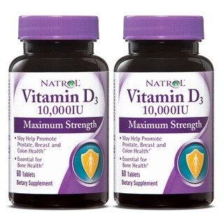 Natrol Vitamin D3 10,000 IU Tablets 60 Count (Pack of 2)-Image