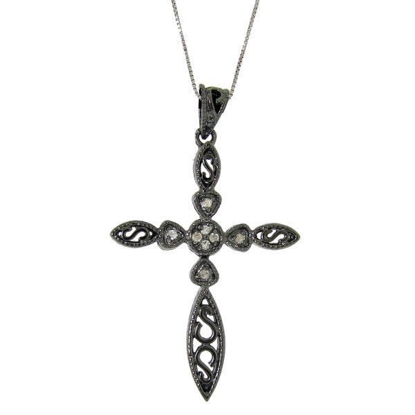عکس+کس+و+گیر Miadora 14k White Gold 1/4ct TDW Diamond Heart Necklace (G H, I1 I2)