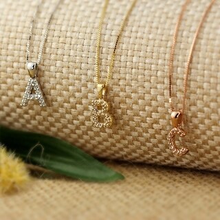 Auriya 14k White Gold 1/10 ct TDW Initial Diamond Necklace (I-J, I1-I2)