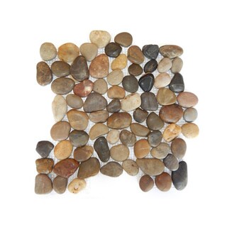 Cheap Polished Mixed Color Pebble Mesh Interlocking 12x12 Floor and Wall Tile (Pack of 11)