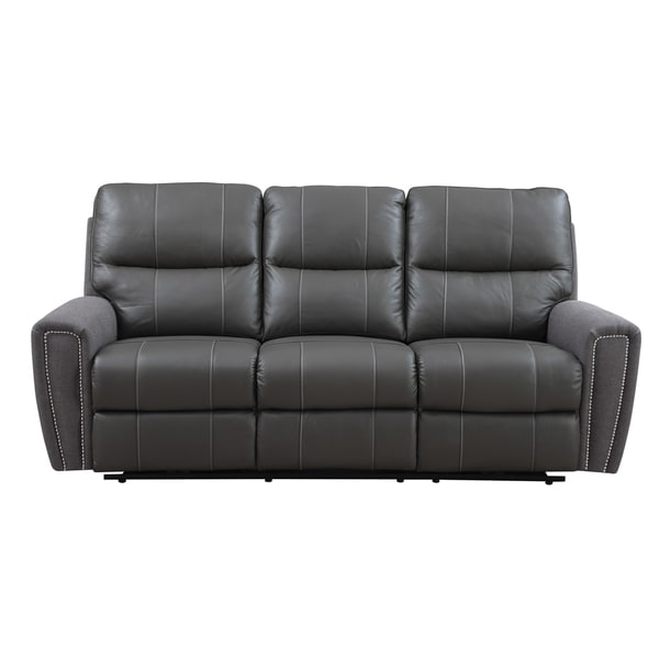 Emerald Grey Leather/ Microfiber Power Dual Reclining Sofa 16476347