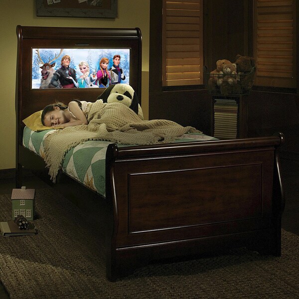 LightHeaded Beds Edgewood Twin Sleigh Bed in Cheshire Cherry with back